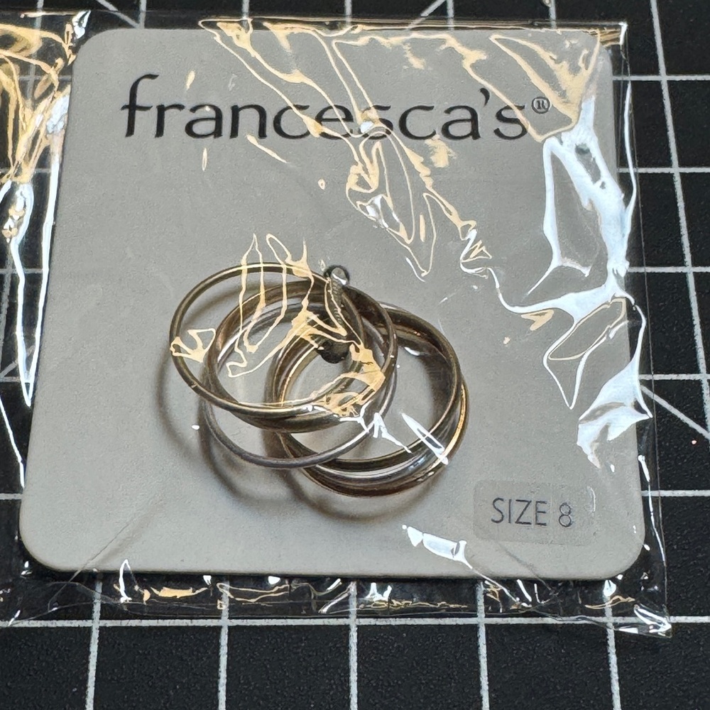 Francesca’s Multi Band Stacking Ring Set – Size 8 (Gold/Silver Mix)